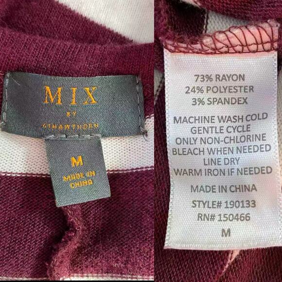 Mix by 41Hawthorn Sweater Medium Maroon White Stripes Super Soft - Picture 7 of 9